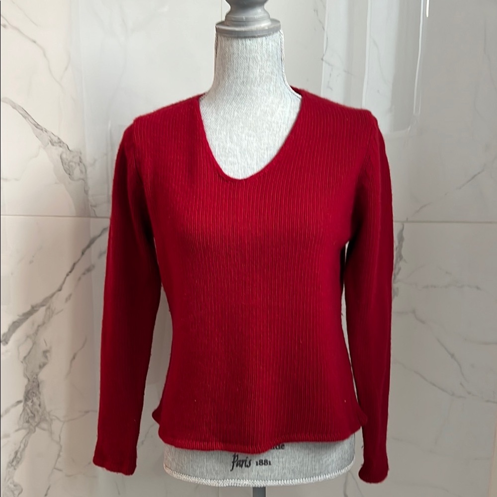 Cashmere Red V-Neck Sweater